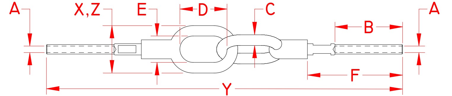 Stainless Steel Hand Swage Joined Gate Eyes, S0746-H003, S0746-H005, Line Drawing